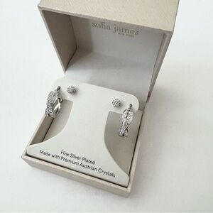 Sofia James Silver Plated Crystal Hoop and Stud Gift Set